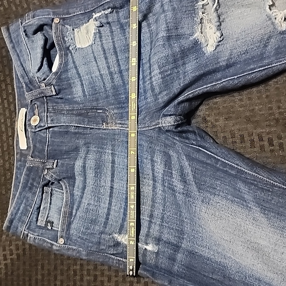 Women's Distressed Skinny Jeans - Dark Blue - Picture 8 of 10